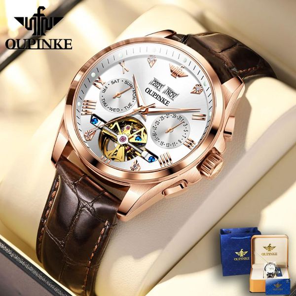 

wristwatches luxury automatic watch for men mechanical leather sapphire crystal waterproof watches brand fashion wristwatch relogio masculin, Slivery;brown