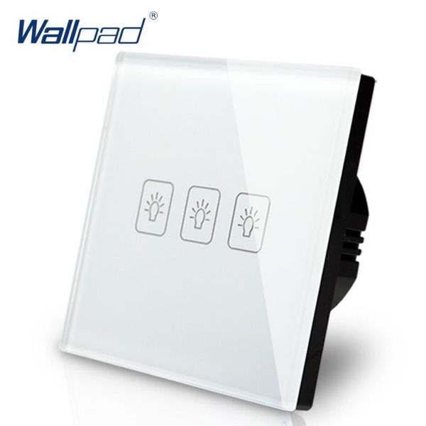 

smart home control 3 gang 1 way switch wallpad luxury white crystal glass wall touch ac 110-250v european standard