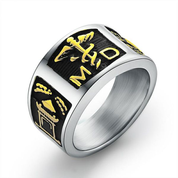 

cluster rings edglifu men's punk steel md physician assistant titanium stainless signet alert id jewelry for men, Golden;silver