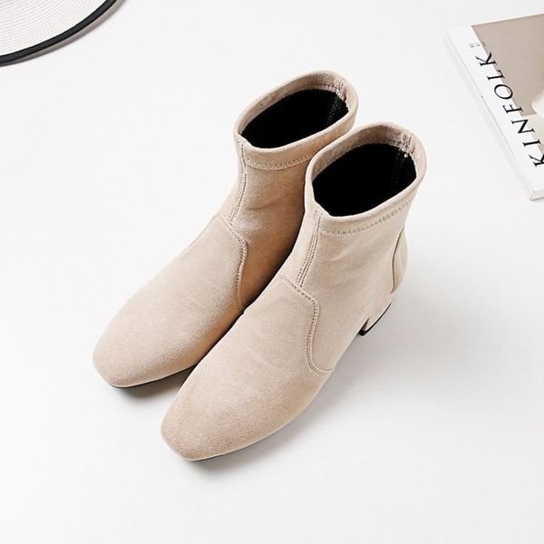 

boots oversized women shoes ankle for ladies sleeve square head heel, Black