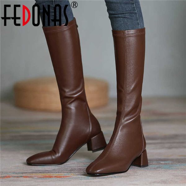

knee high boots autumn winter heels bootgs for women working office lady tight 210528, Black