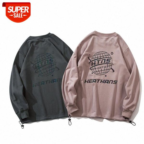 

casual fashion men's hip-hop street loose sweater reflective printing round neck pullover long sleeve men #gr9l, Black