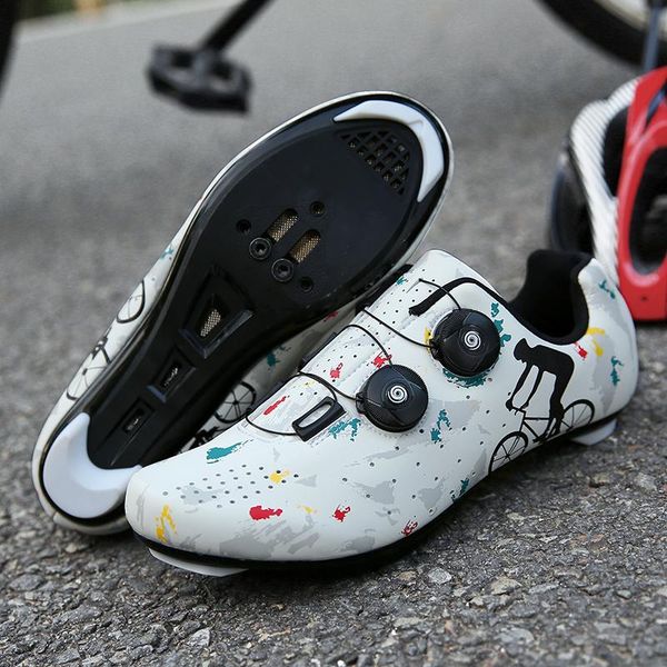 

cycling footwear road shoes men print sport outdoor bike shoe racing cleat bicycle sneakers self-locking sneaker women, Black