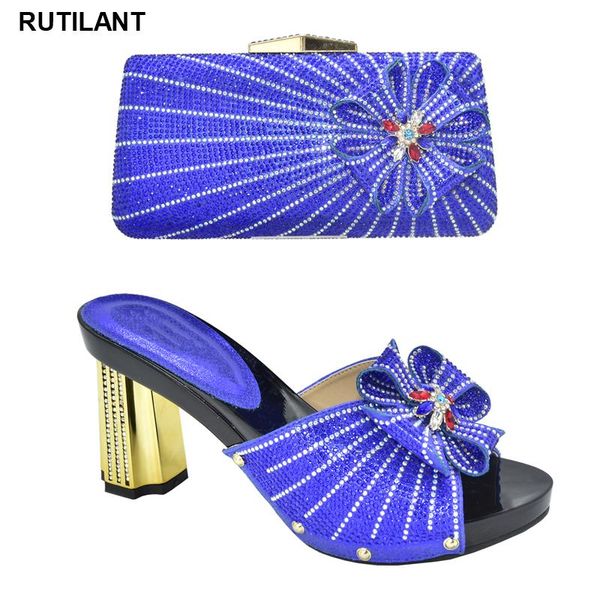 

dress shoes arrival rhinestone african and bag set for party wedding plus size women 43 pumps 2021, Black