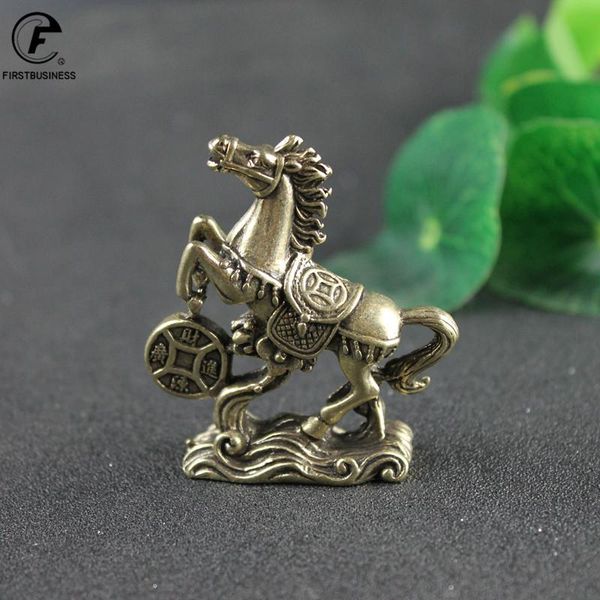 

brass horse step on coins lucky statue feng shui desk ornament zodiac animal figurines miniatures pure copper crafts collections