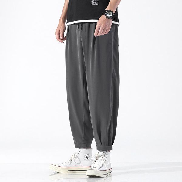 

men's pants mens solid 3 colors joggesr 2021 summer grey loose casual sweatpants male harajuku angel length trousers 5xl, Black