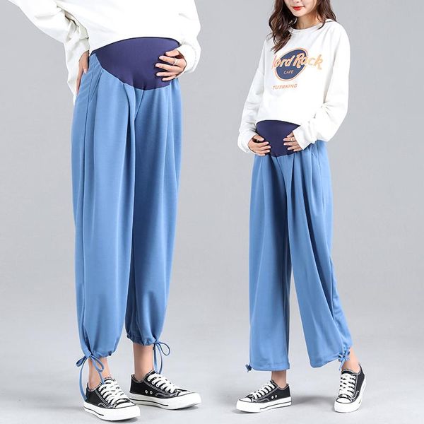 

maternity pants spring autumn casual support abdomen elastic waist belly support pants maternity trousers, White