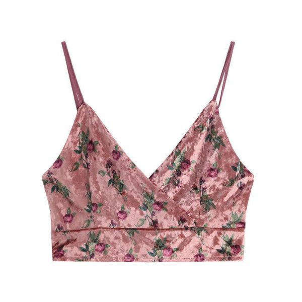 

women's tanks & camis retro floral sleeveless for women v neck velvet crop vintage print flower casual short vest, White