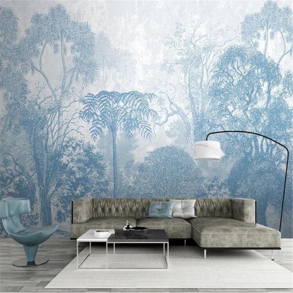 

wallpapers milofi customized po wallpaper 3d printing nordic hand-painted forest woods background wall home decoration mural