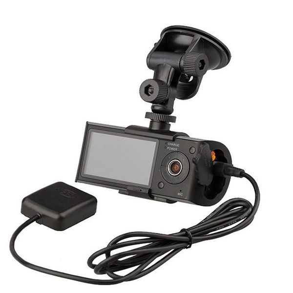 

2021 dual camera car dvr r300 with gps and 3d g-sensor 2.7" tft lcd x3000 fhd 1080p cam video camcorder cycle recording