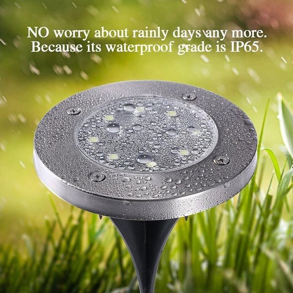 

solar lamps light light-controlled 8 led buried lawn lamp gutter pathway rechargeable disk lights garden outdoor energy saving