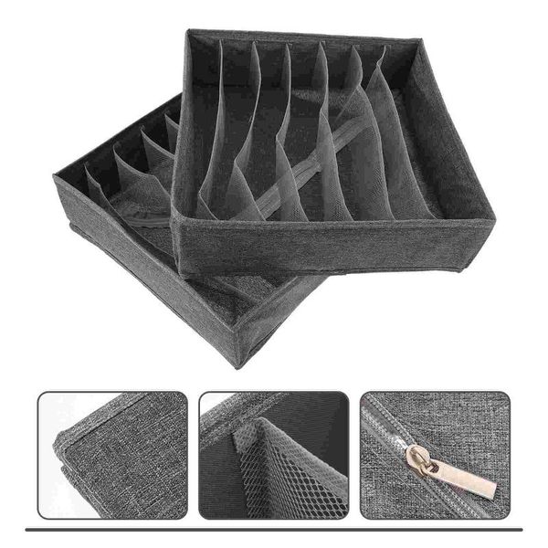 

storage drawers 2pcs folding cloth holder underwear container home supplies (grey)