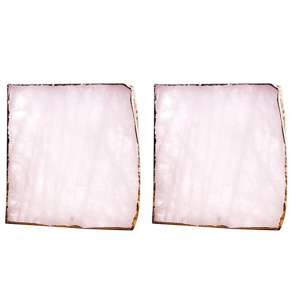 

2pcs agate slice pink agate teacup tray decorative design stone gold edges home decor gemstone natural c
