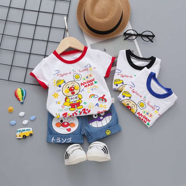 

summer new 2020 men's and women's casual comfortable cartoon cute baby short sleeve t-shirt set, Blue
