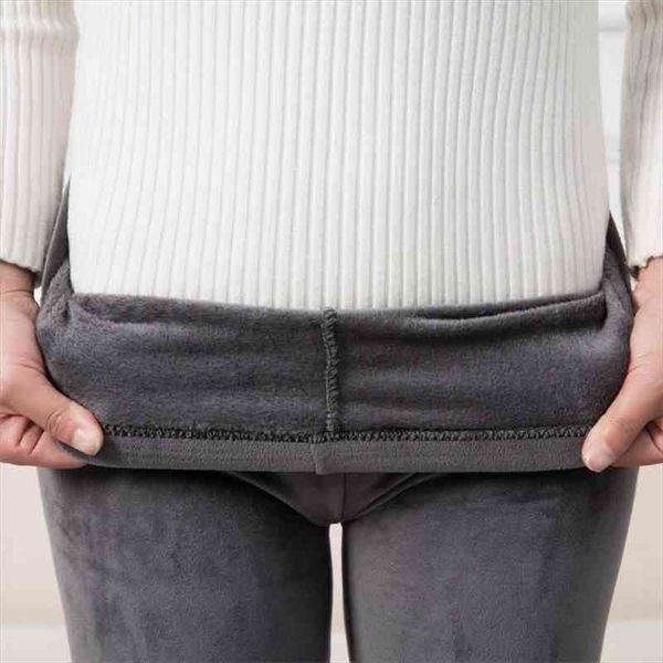 

warm leggins winter thick velvet womens legging knit high elastic autumn double sided casual pants, Black