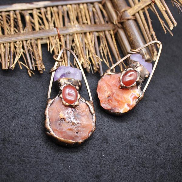 

pendant necklaces natural quartz stone irregular amethysts purple crystal cluster pendulo raw agat red agates pendulum necklace, Silver