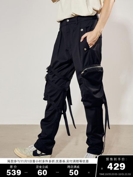 

men's pants 27-46 2021 men women clothing original design zipper three-dimensional pocket bag overalls plus size costumes, Black