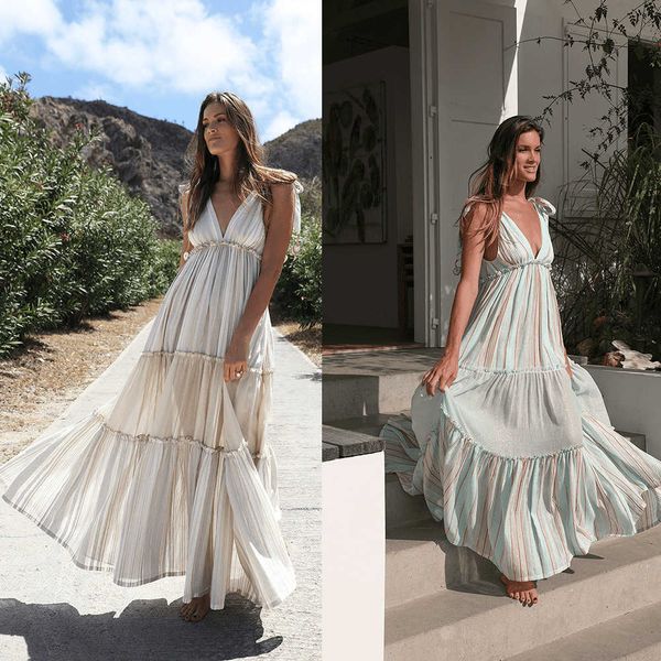 

luxury party evening dress 2021 summer waist length skirt temperament solid color suspender french stripe v-neck large swing dr's wear, Black