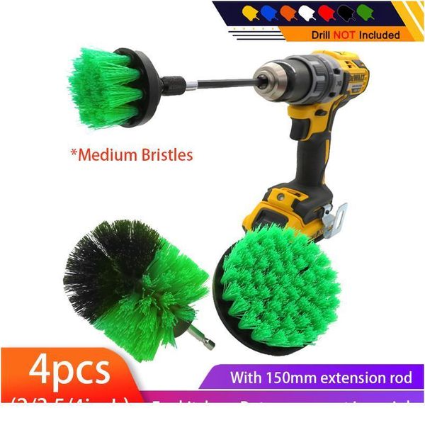 

4pcs/set drill power scrub clean brush cleaning supplies with extension for kitchen stainless steel wa qylwks