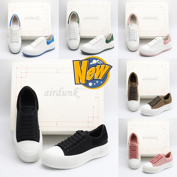 

box] [with quality luxury designer men women white casual shoes espadrilles flats platform oversized espadrille flat sneakers size, Black