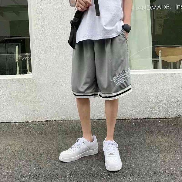 

summer letter pattern basketball fitness sports shorts men's fashion brand large loose five point pants han banchao, White;black