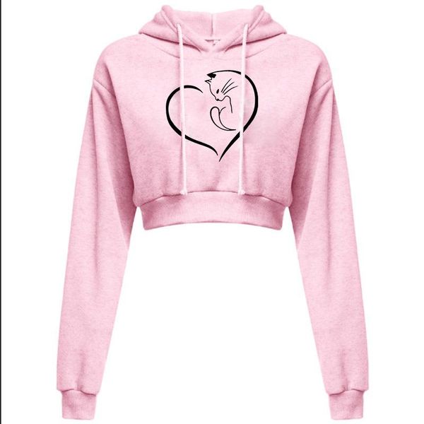 

women's hoodies & sweatshirts 2021 casual hoodie spring and autumn ladies daily simple sweatshirt cute cat printing for female, Black