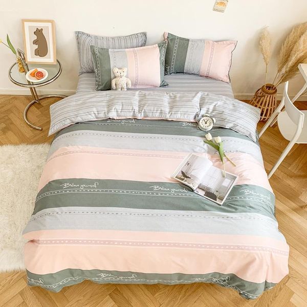 

2021new luxury bedding set euro stripe duvet cover pillowcase  king full size quilt cover bed sheet