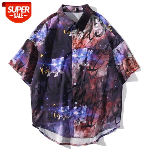 

Hawaii Beach Shirt Men Oversized Star Printed Half Sleeve Fashion Streetwear Shirt Loose Hip Hop Tops Tees Colorful #gt0l, White;black