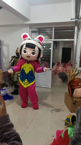 

chinese baby girl mascot costume for advertising for party cartoon character mascot costumes support customization, Red;yellow