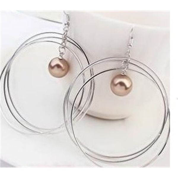 

cilrcle inlay pearl lady's earings (88, White