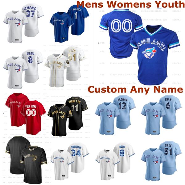 

custom baseball reese mcguire mens bo bichette cavan biggio brandon drury santiago espinal rowdy tellez anthony alford jerseys kids youth, Blue;black