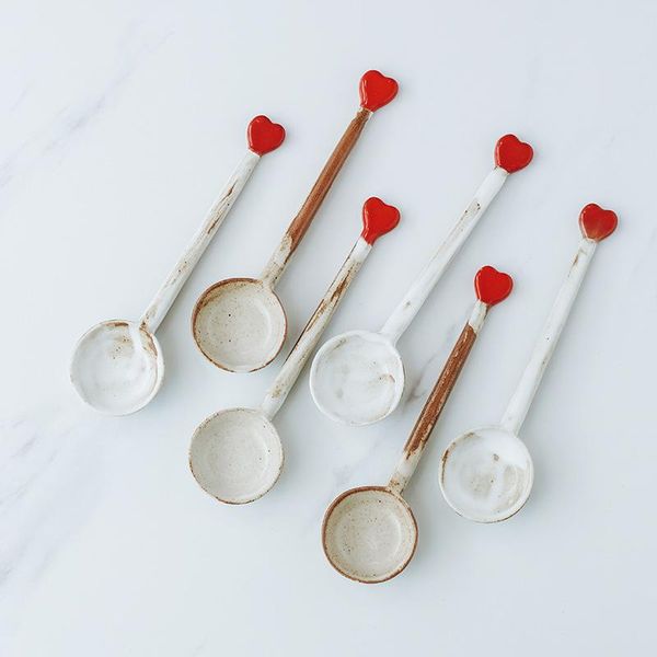 

spoons creative handmade ceramic antique love spoon household stirring dessert soup