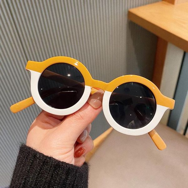 

sunglasses 2021 fashion cool kids girls boy cute round sun glasses yellow white frame children baby uv400 eyewear shades, White;black