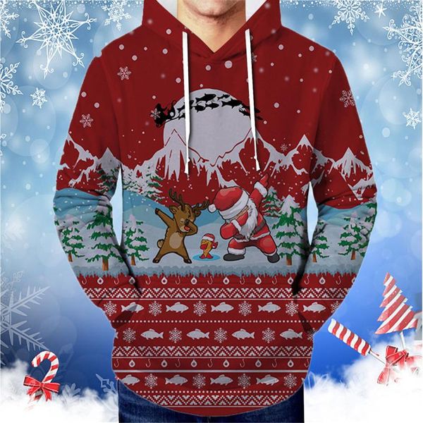 

men's hoodies & sweatshirts streetwear hoodie men and women merry christmas 3d santa digital print hooded for coupels, Black
