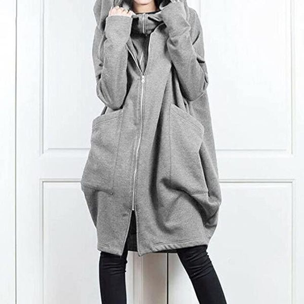 

women's hoodies & sweatshirts fashion women long sleeve autumn open front loose outerwear hooded pocket solid color blouse sweatshirt, Black
