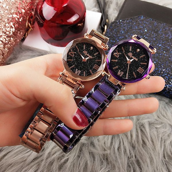 

watch versatile lady korean star face roman steel belt quartz waterproof student, Slivery;brown