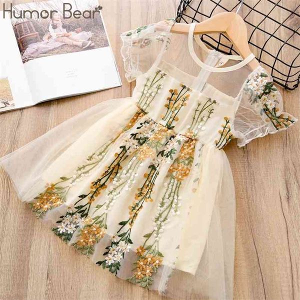 Sommer Blumenmädchenkleider Kleinkind Hochzeit Stickerei Spitze Kleid Prinzessin Party Tüll Kinder Elegant 210611