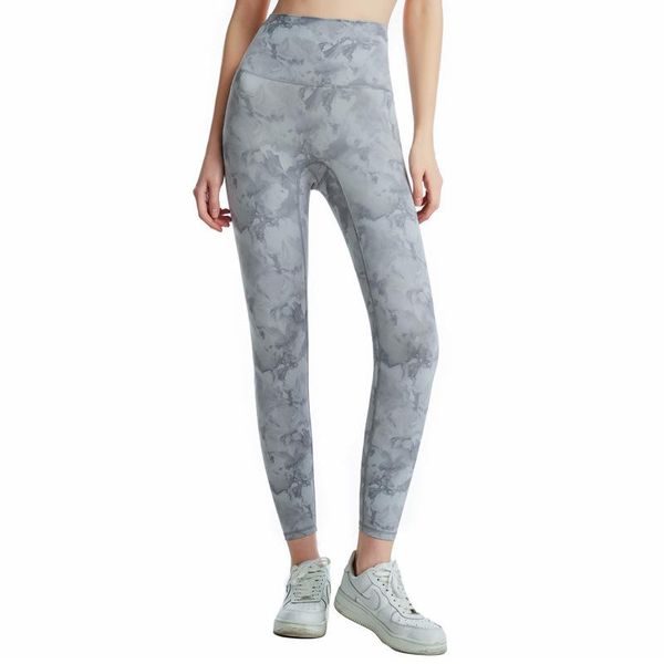 

yoga outfit women's tie-dye printing pants high-waist hip lifting elastic tight fitting sports fitness trousers no embarrassment line