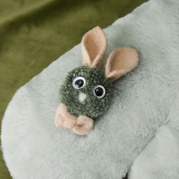 

2019 new lovely cartoon rabbit winter gloves women mittens rabbit velvet inside arctic velvet thickened dual-layer hang on neck, Red;black