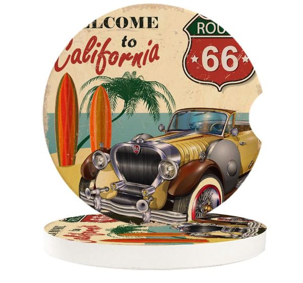 

table runner retro car seaside beach poster california cup mat contrast mug flower teacup pad for home decor accessories
