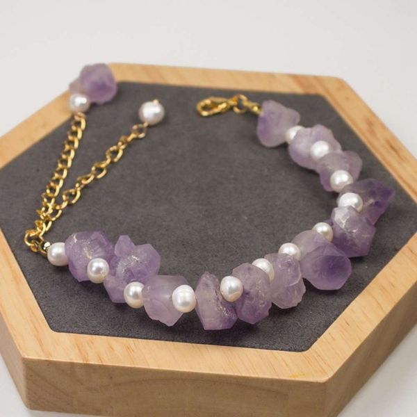 

amethyst bracelet fashion simple original stone natural pearl bracelet female xiaoqing novice string hand jewelry, Black