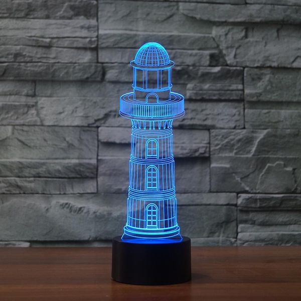

night lights 3d lighthouse led nightlight modelling touch button desk lamp light fixture home for kid bedroom decoration