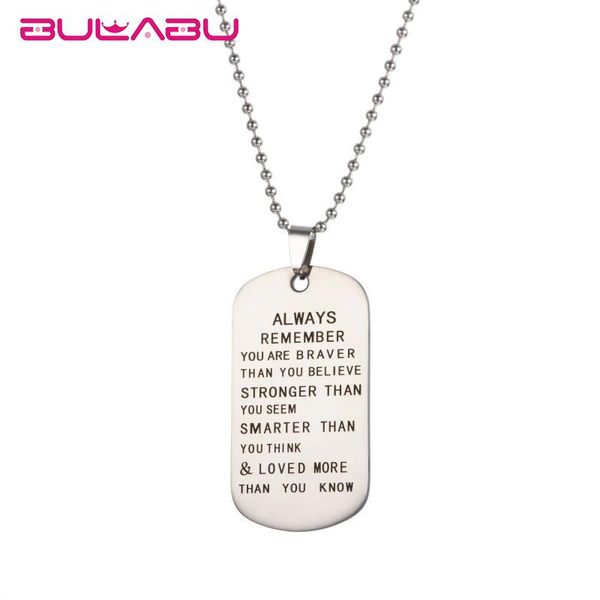 

pendant necklaces fashion customized necklace men always remember letters carved stainless steel charms jewelry gift erkek kolye, Silver