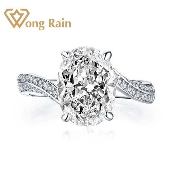 

cluster rings wong rain 100% 925 sterling silver created moissanite gemstone diamonds wedding engagement party ring fine jewelry wholesale, Golden;silver
