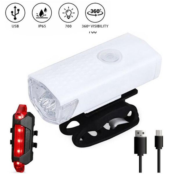

bike lights 2pcs mtb light set usb recharge bicycle front rear tail lamp lantern cycling safety warning