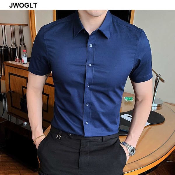 

summer fashion cotton men's casual shirt white black button down slim fit short sleeved camisa social masculina 4xl 5xl blouse 210528