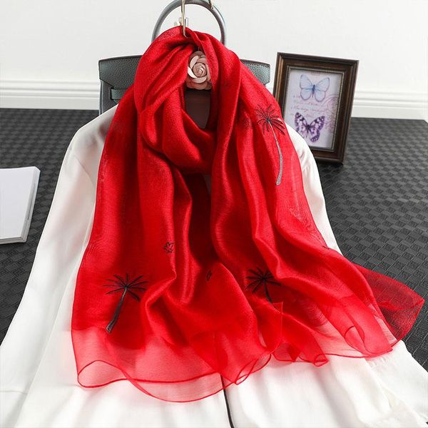 

scarves 2021 floral embroidery real silk wool scarf for women winter shawls hijab wraps pashmina bandana foulard wholesale, Blue;gray