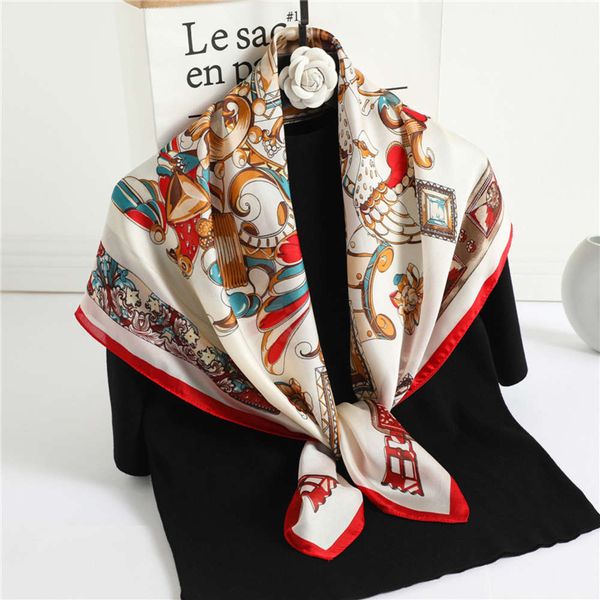 

new large square net red, the same women's silk like sunscreen shawl, thermal scarf, headband, Blue;black