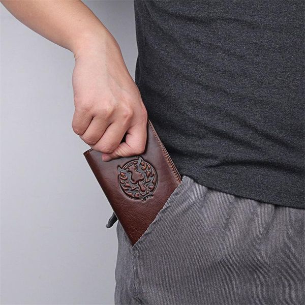 

wallets wallet long for men leather vintage ticket holder carving wolf personalized animal print gift, Red;black