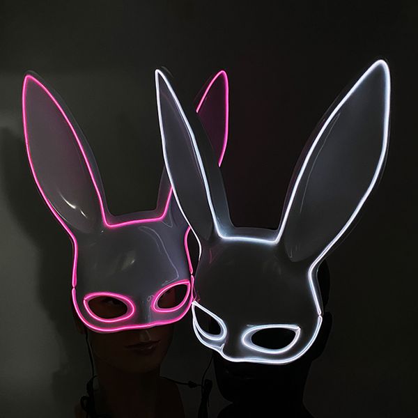 Аксессуары костюмов Masque Masquerade Party Masks Halloween Mask Light UP LED Mask El Neon Светящаяся Маска фильма Косплей японское аниме MA